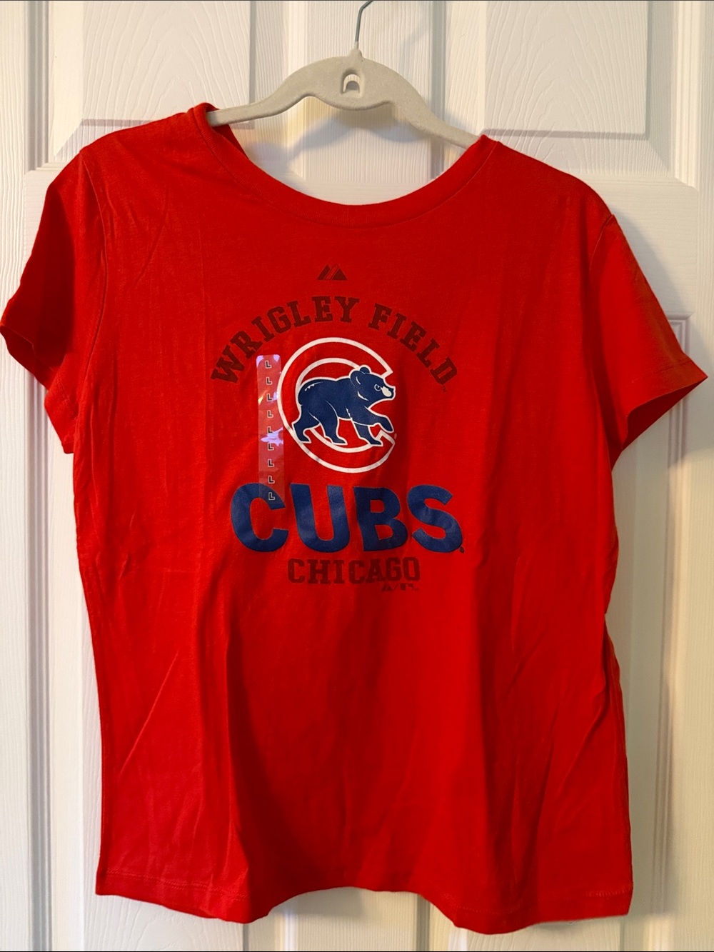 Red Tee with Blue and White Chicago Cubs Logo